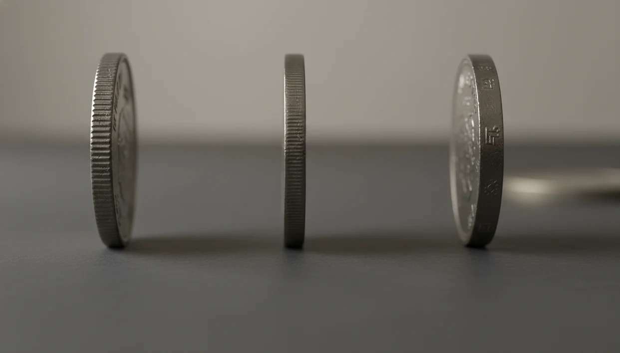 Three upright coins show reeded, plain, and lettered edges in a close macro comparison.
